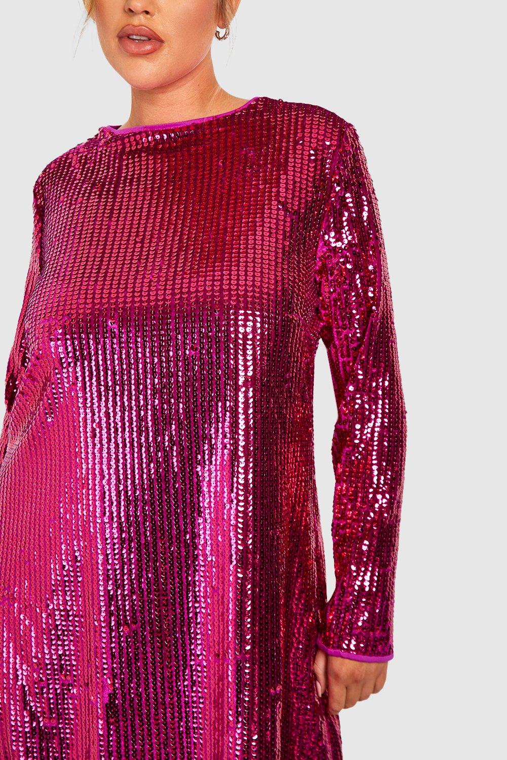 Sequin long sleeve shift on sale dress